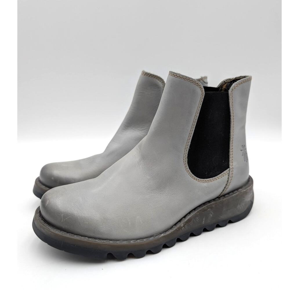 Fly London Salv Ankle Chelsea Boots Women's Round Toe Cloud Size US5.5 EU36